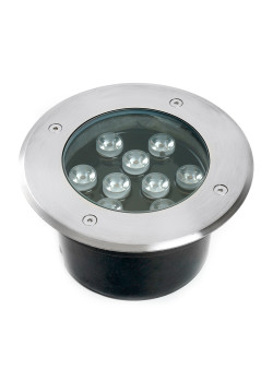 Светодиодный светильник тротуарный (грунтовый) Feron SP2803,10W, AC/DC12V, низковольтный, 4000К, металлик, D160*H90mm, вн.диаметр: 110mm, IP67