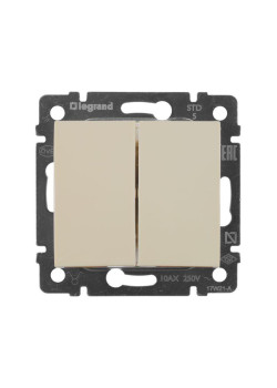 Выключатель 2-кл. СП Valena 10А IP31 250В механизм сл. кость Leg 774305