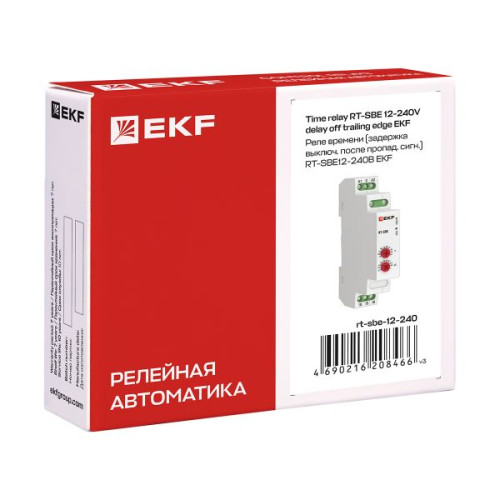 Реле времени (задержка выключ. после пропад. сигн.) RT-SBE 12-240В EKF Реле времени (задержка выключ. после пропад. сигн.) RT-SBE 12-240В EKF