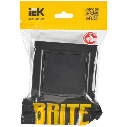 BRITE Выключатель 1-клавишный 10А в сборе ВСР10-1-0-БрЧ черный IEK