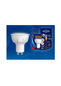 Лампа светодиодная LED-JCDR 6W/WW/GU10/FR PLP01WH Яркая JCDR 6Вт матовая 3000К тепл. бел. GU10 (упак. картон) Uniel UL-00002423