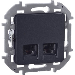 INSPIRIA Розетка компьютерная двойная RJ45 категория 6 UTP антрацит