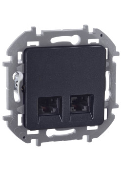 INSPIRIA Розетка компьютерная двойная RJ45 категория 6 UTP антрацит