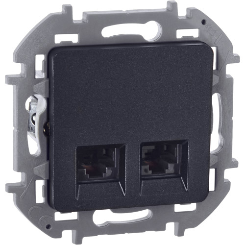 INSPIRIA Розетка компьютерная двойная RJ45 категория 6 UTP антрацит