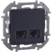 INSPIRIA Розетка компьютерная двойная RJ45 категория 6 UTP антрацит INSPIRIA Розетка компьютерная двойная RJ45 категория 6 UTP антрацит