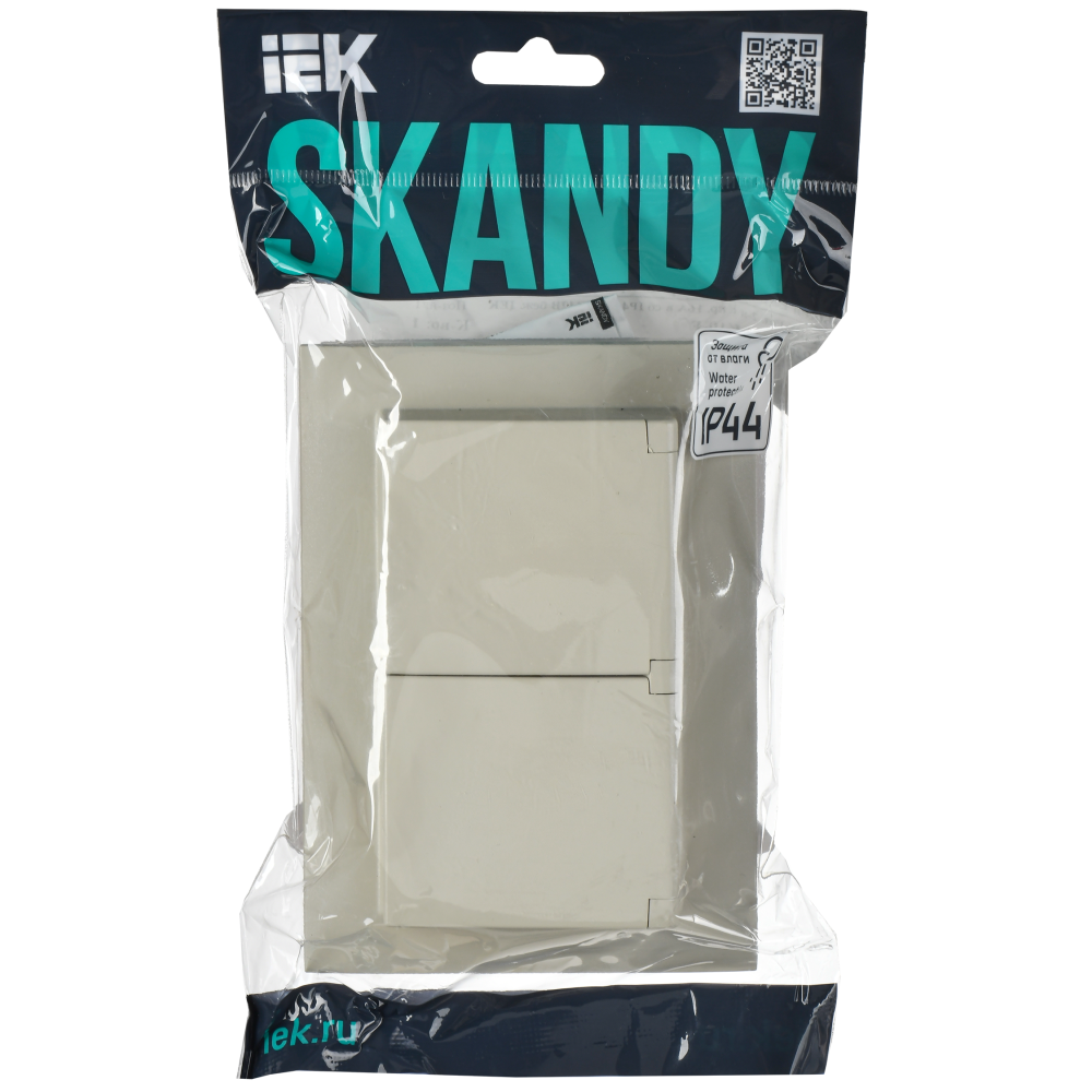 SKANDY Розетка 2-местная и крышкой 16А в сборе IP44 SK-R12B бежевый IEK