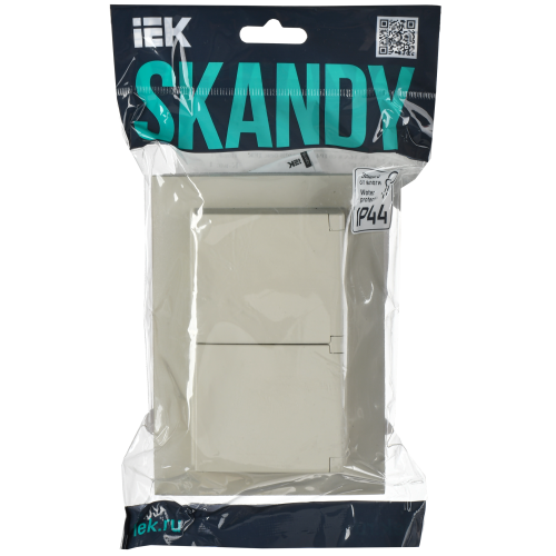 SKANDY Розетка 2-местная и крышкой 16А в сборе IP44 SK-R12B бежевый IEK