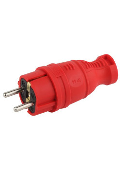 Вилка прямая V8-RED-IP44 16А IP44 з/з каучук красн. Эра Б0044547