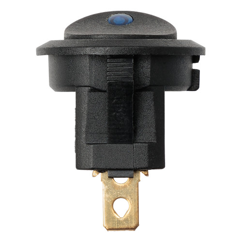 Выключатель клавишный круглый KCD2-101N-2 12В AC/DC, 1P, 16А, (3с), ON-OFF, черный с синей точечной LED подсветкой TDM Выключатель клавишный круглый KCD2-101N-2 12В AC/DC, 1P, 16А, (3с), ON-OFF, черный с синей точечной LED подсветкой TDM