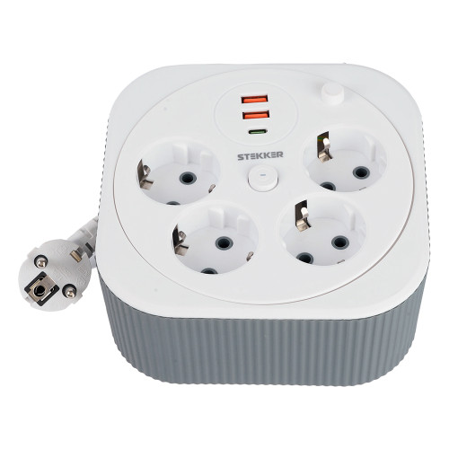 HM16-4-03-USB Удлинитель 4-местный с/з, 3x1,5мм2, 3м, 230В, 16А, 2USB+1С, 2,4А,белый HM16-4-03-USB Удлинитель 4-местный с/з, 3x1,5мм2, 3м, 230В, 16А, 2USB+1С, 2,4А,белый