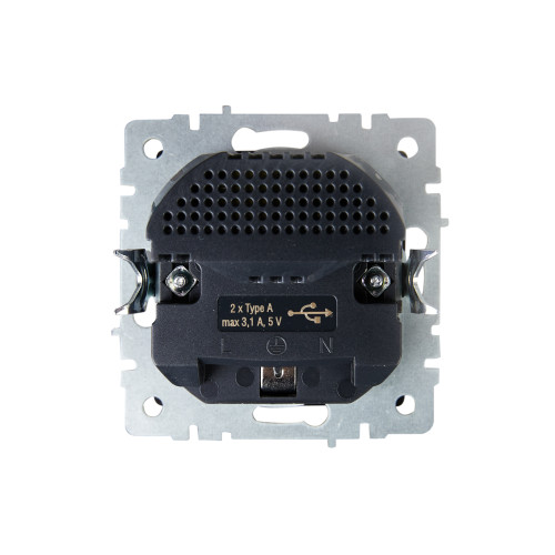 BRITE Розетка 1-местная с заземлением с защитными шторками 16А с USB A+A 5В 3,1А РЮш10-2-БрГ графит IEK BRITE Розетка 1-местная с заземлением с защитными шторками 16А с USB A+A 5В 3,1А РЮш10-2-БрГ графит IEK