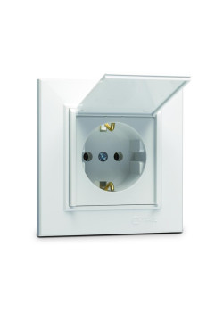 Розетка с/з и крышкой (Керамика) СП Karea 16А IP20 бел. Makel 56001009
