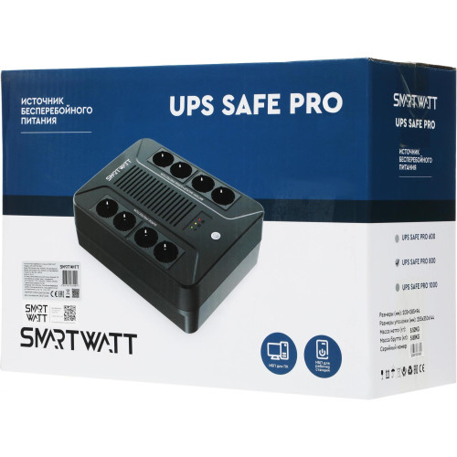 Источник бесперебойного питания Smartwatt SAFE PRO 800 480Вт 800ВА черный Источник бесперебойного питания Smartwatt SAFE PRO 800 480Вт 800ВА черный