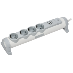 COMFORT Удлинитель У04К 4 места 2P+PE 3м 3х1,5мм2 16А USB A+C 20Вт белый IEK