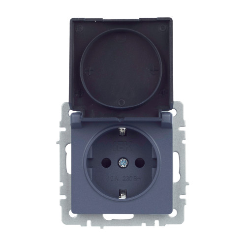 BRITE Розетка 1-местная с заземлением с защитными шторками и крышкой 16А IP44 РСбш10-3-44-БрМ маренго IEK BRITE Розетка 1-местная с заземлением с защитными шторками и крышкой 16А IP44 РСбш10-3-44-БрМ маренго IEK