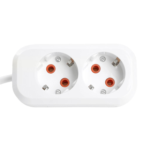Удлинитель двухместный с/з  STEKKER HM06-21-05 3x1мм2, 5м, серия Home , белый