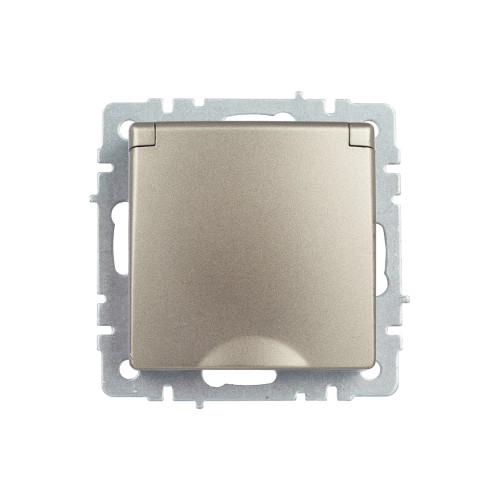 BRITE Розетка 1-местная с заземлением с защитными шторками и крышкой 16А IP44 РСбш10-3-44-БрШ шампань IEK BRITE Розетка 1-местная с заземлением с защитными шторками и крышкой 16А IP44 РСбш10-3-44-БрШ шампань IEK