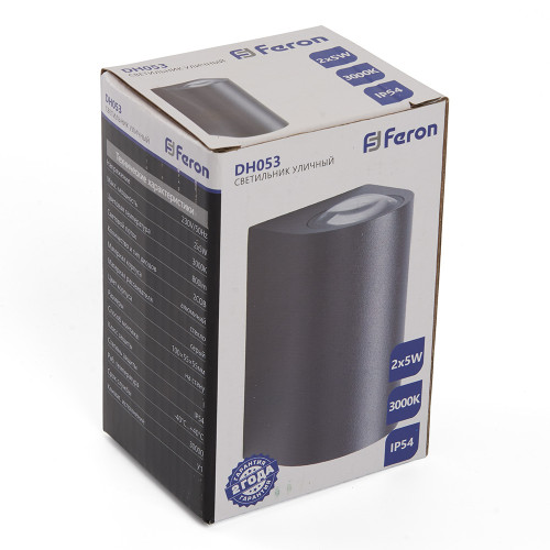 Светильник уличный светодиодный Feron DH053, 2*5W, 800Lm, 3000K, серый Светильник уличный светодиодный Feron DH053, 2*5W, 800Lm, 3000K, серый