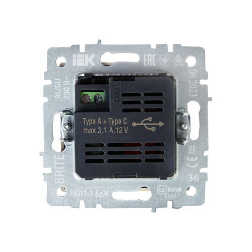 BRITE Розетка USB A+C 18Вт РЮ11-1-БрЖ жемчуг IEK BRITE Розетка USB A+C 18Вт РЮ11-1-БрЖ жемчуг IEK