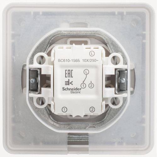 W59 AQUA 1-клавишный ПЕРЕКЛЮЧАТЕЛЬ, IP44, сх.6, 10АХ, в сборе, БЕЛЫЙ