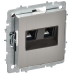 BRITE Розетка компьютерная двойная RJ45 кат.5E РК10-2-БрГН металл хром/никель IEK