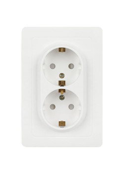 Розетка 2-м СП Style 7-208-01 16А 250В IP20 2х2P+E Schuko с заземл. защ. шторки бел. Intro Б0060625