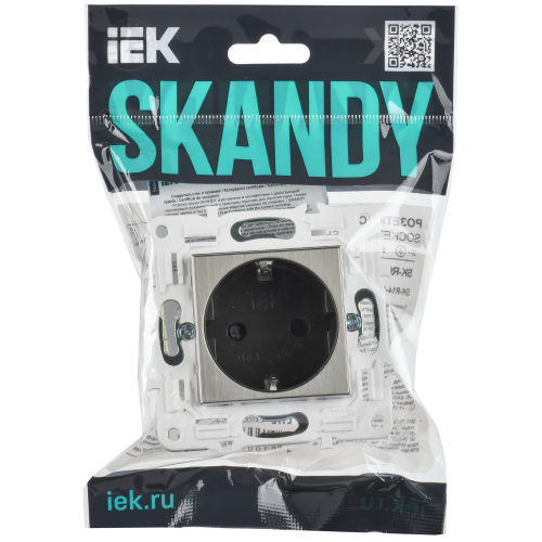 SKANDY Розетка с заземлением с защитными шторками 16А безвинтовое крепление SK-R06N металл никель IEK SKANDY Розетка с заземлением с защитными шторками 16А безвинтовое крепление SK-R06N металл никель IEK
