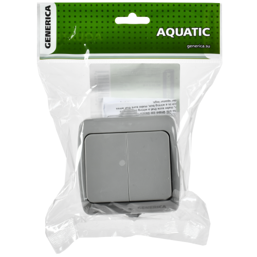AQUATIC Выключатель 2-клавишный для открытой установки 10А IP54 ВС-20-2-0-А GENERICA AQUATIC Выключатель 2-клавишный для открытой установки 10А IP54 ВС-20-2-0-А GENERICA