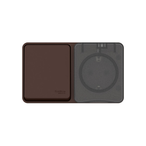 ATLASDESIGN PROFI IP54 О/У БЛОК: РОЗЕТКА с заземл. со шт., 16А, ВЫКЛЮЧАТЕЛЬ 1-клав., 10АХ, КОРИЧНЕВЫЙ