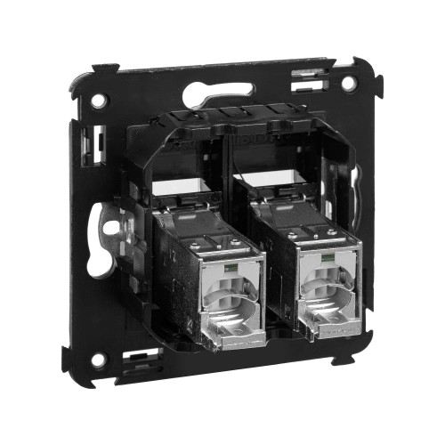 Компьютерная розетка RJ-45 в стену, кат.5e двойная экранированная, Avanti, черный матовый Компьютерная розетка RJ-45 в стену, кат.5e двойная экранированная, Avanti, черный матовый