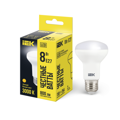 Лампа светодиодная R63 рефлектор 8Вт 230В 3000К E27 IEK