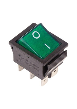 Выключатель клавишный 250В 15А (6с) ON-ON с подсветкой зел. (RWB-506; SC-767) Rexant 36-2352