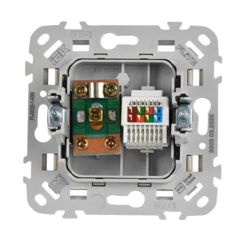 FLITE Розетка 2-местная RJ45/TV категория 5Е UTP РКТВ5е-2-0-ФлСл сливочный IEK