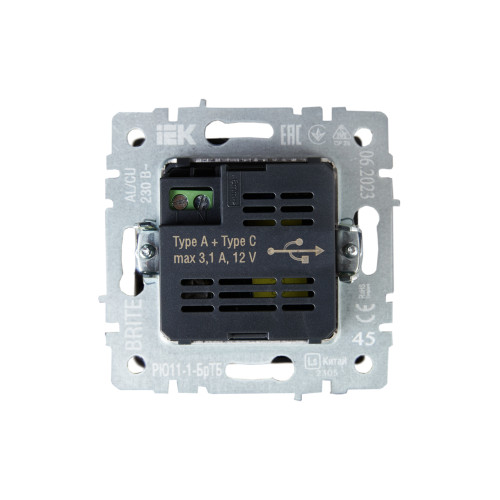 BRITE Розетка USB A+C 18Вт РЮ11-1-БрТБ темная бронза IEK BRITE Розетка USB A+C 18Вт РЮ11-1-БрТБ темная бронза IEK