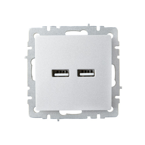 BRITE Розетка USB A+A 5В 3,1А РЮ10-1-БрА алюминий IEK