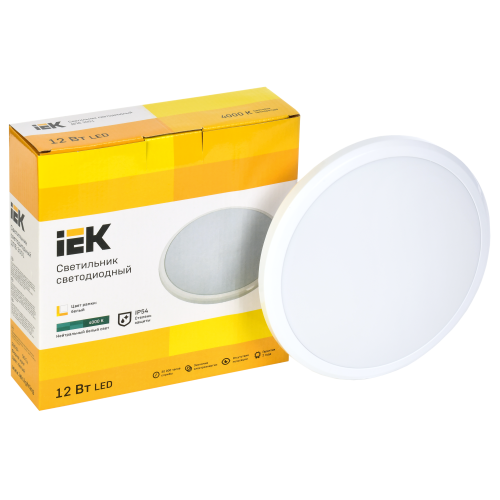 Светильник светодиодный ДПБ 3001 12Вт IP54 4000K круг белый IEK
