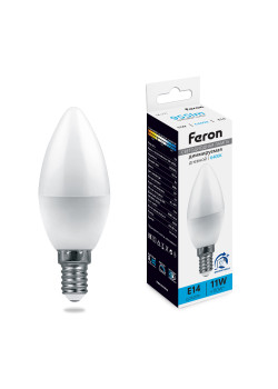 Лампа светодиодная диммируемая Feron LB-771 Свеча E14 11W 230V 6400K