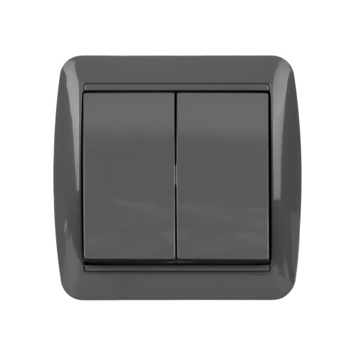 Выключатель 2-кл. открытой установки IP44 10А серый 