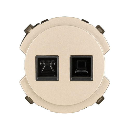 Розетка телефонная RJ11 + компьютерная RJ45 шампань, Розетка телефонная RJ11 + компьютерная RJ45 шампань,