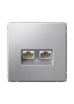 ARTGALLERY РОЗЕТКА двойная компьютерная RJ45+RJ45, кат. 5е, механизм, АЛЮМИНИЙ