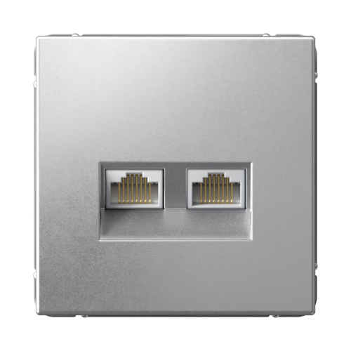 ARTGALLERY РОЗЕТКА двойная компьютерная RJ45+RJ45, кат. 5е, механизм, АЛЮМИНИЙ