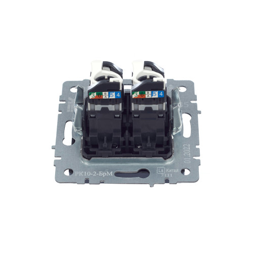 BRITE Розетка компьютерная двойная RJ45 кат.5E РК10-2-БрМ маренго IEK BRITE Розетка компьютерная двойная RJ45 кат.5E РК10-2-БрМ маренго IEK