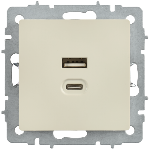 BRITE Розетка USB A+C 45Вт высокоскоростная зарядка РЮ11-2-БрКр бежевый IEK BRITE Розетка USB A+C 45Вт высокоскоростная зарядка РЮ11-2-БрКр бежевый IEK