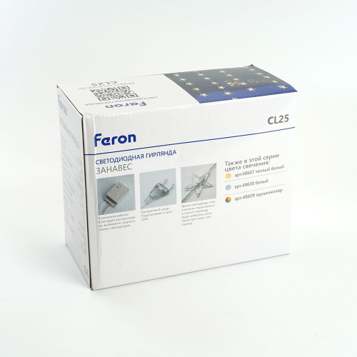 Светодиодная гирлянда Feron CL25 занавес Звездочки 2*1м + 3м 5000K с контроллером, c питанием от сети 230V, прозрачный шнур Светодиодная гирлянда Feron CL25 занавес Звездочки 2*1м + 3м 5000K с контроллером, c питанием от сети 230V, прозрачный шнур