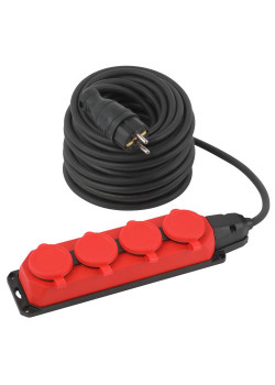 Удлинитель силовой UK-4e-3x1.5-30m-IP44(KG) с заземлением 4 розетки каучук 30м КГ 3х1.5кв.мм IP44 Эра Б0057588