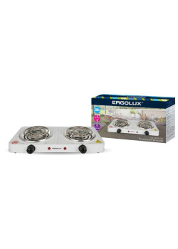 Электроплитка ELX-EP02-C01 2 конф. спиральный нагр. эл. 2000Вт 220-240В бел. Ergolux 13437