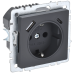 BRITE Розетка 1-местная с заземлением с защитными шторками 16А с USB A+C 18Вт РЮш11-1-БрГ графит IEK