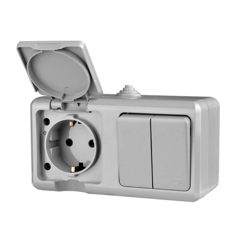 Блок ОП Dita (розетка 16А 250В с заземл. + 2-кл. выкл. 10А) IP54 сер. TOKOV ELECTRIC TKL-DT-V2RZ-C06-IP54 Блок ОП Dita (розетка 16А 250В с заземл. + 2-кл. выкл. 10А) IP54 сер. TOKOV ELECTRIC TKL-DT-V2RZ-C06-IP54