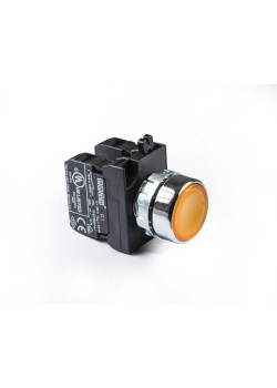 Кнопка нажимная круглая CM102DS (1НО+1НЗ) желт. EMAS CM102DS