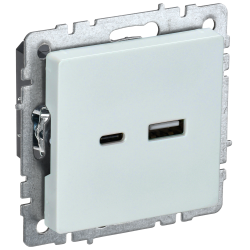 BRITE Розетка USB A+C 18Вт РЮ11-1-БрЖ жемчуг IEK